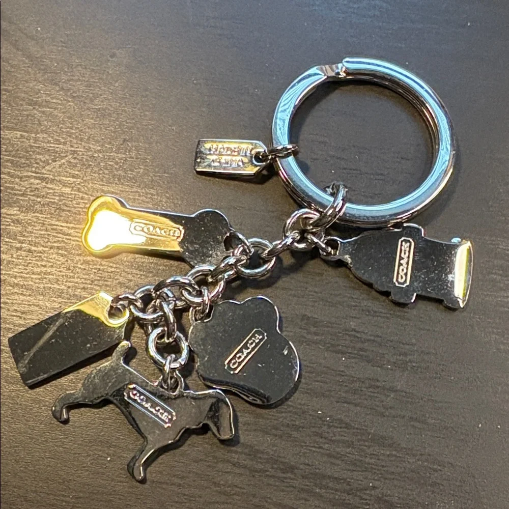 Coach Dog Charm Keychain - Black, Silver, and red - Picture 5 of 5